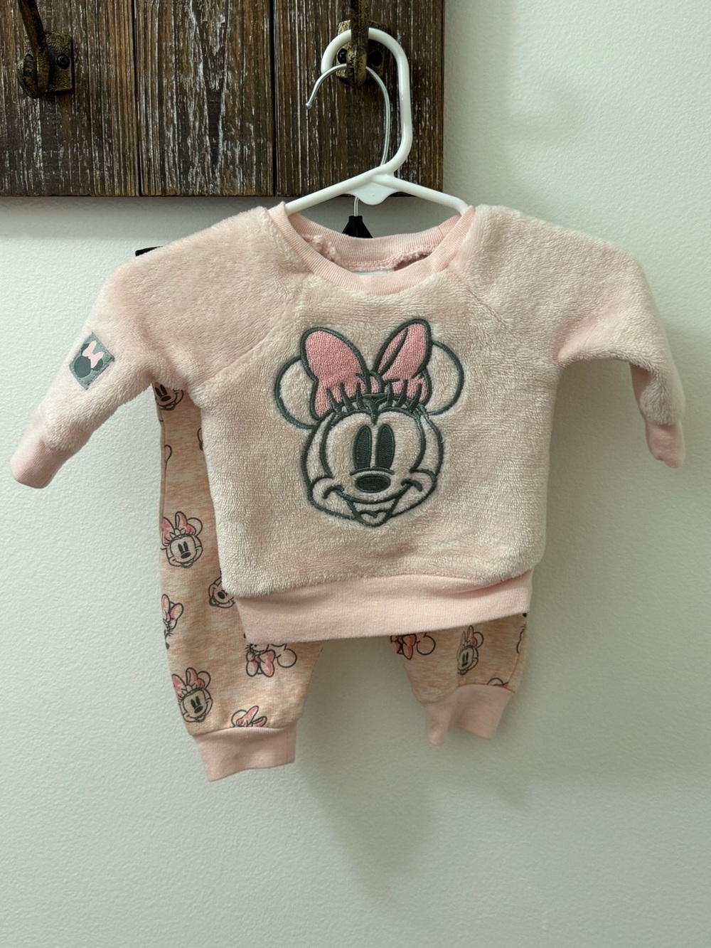 Disney Baby Pink Minnie Mouse Plush Sweater & Printed Pants